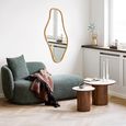 Noli Coffee Table - Round - Cylindrical Base - White and Dark Brown - Ceramic and Wooden