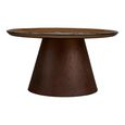 Orvieto Coffee Table - Round - Dark Brown - Rippled Glass and Wood