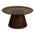 Orvieto Coffee Table - Round - Dark Brown - Rippled Glass and Wood