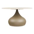 Pienza Coffee Table - Round - Khaki - Glass and Metal