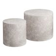 Prague Coffee Table - Set of 2 - Round - Drum Base - Beige - Marble Effect
