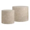Prague Coffee Table - Set of 2 - Round - Drum Base - Beige - Marble Effect