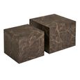 Prague Cube Coffee Table - Set of 2 - Square - Dark Brown - Marble Effect