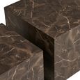Prague Cube Coffee Table - Set of 2 - Square - Dark Brown - Marble Effect
