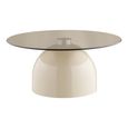 Ravello Coffee Table - Round - Sculptural Base - Grey and Beige - Tempered Glass and Metal