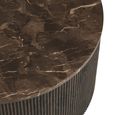 Rota Coffee Table - Round - Fluted Base - Dark Brown - Marble Look