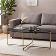 Anthony Coffee Table - Oval - Geometric Base - Black and Gold - Mango Wood