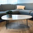 Organic Coffee Table - Oval - Low - White and Black - Marble Effect