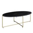 Anthony Coffee Table - Oval - Geometric Base - Black and Gold - Mango Wood