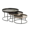 Nest of Coffee Table - 3 Tier - Round - Black - Aluminium
