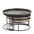 Nest of Coffee Table - 3 Tier - Round - Black - Aluminium