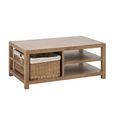 Blois Coffee Table - with Wicker Basket - Natural - Pinewood