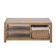 Blois Coffee Table - with Wicker Basket - Natural - Pinewood
