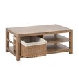 Blois Coffee Table - with Wicker Basket - Natural - Pinewood