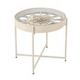 Clock Coffee Table - Round - White and Gold - Glass Top and Metal
