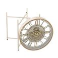 Clock Coffee Table - Round - White and Gold - Glass Top and Metal