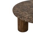 Coffee Table - Round - Chunky Cylindrical Legs - Brown - Marble and Wooden