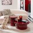 Coffee Table - Round - High Gloss Red Lacquered - Metal