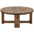Distressed Coffee Table - Round - Open Frame Base - Brown - Recycled Wood