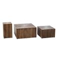 Ray Cube Coffee Table - Set of 3 - Square - Starburst - Dark Brown - Recycled Wood