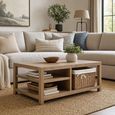 Blois Coffee Table - with Wicker Basket - Natural - Pinewood