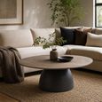 Coffee Table - Abstract - Pedestal Bases - Dark Brown and Black - Mango Wood