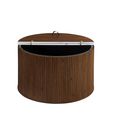 Russo Coffee Table - Fluted Base - Round - White and Walnut - Marble Top and Wooden