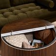 Russo Coffee Table - Fluted Base - Round - White and Walnut - Marble Top and Wooden