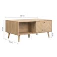Herringford Oak Coffee Table - 1 Drawer - Chevron