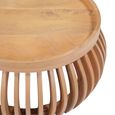 Austin Coffee Table - Round - Low - Slatted Drum Base - Natural - Mango Wood