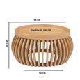 Austin Coffee Table - Round - Low - Slatted Drum Base - Natural - Mango Wood