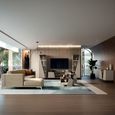 Fidia Italian Coffee Table - Fluted - Emperador Taupe - Marquinia Marble Effect Top
