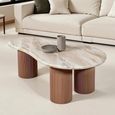 Ashford Coffee Table - Abstract - Fluted - Pale Taupe - Marble Top and Mango Wood