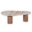 Ashford Coffee Table - Abstract - Fluted - Pale Taupe - Marble Top and Mango Wood