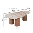 Ashford Coffee Table - Abstract - Fluted - Pale Taupe - Marble Top and Mango Wood