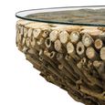 Driftwood Glass Top Round Coffee Table thumbnail 5