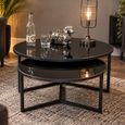 Set of 2 Black Glass and Metal Round Coffee Table thumbnail