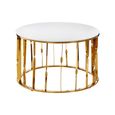 Arezzo Coffee Table - Oval - White Glass and Gold Metal