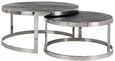 Blackbone Black Oak 2 Tier Round Coffee Tables with Silver Trim