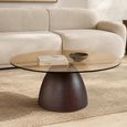 Brix Mylon Coffee Table - Abstract - Brown - Glass and Metal