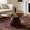 Brix Mylon Coffee Table - Abstract - Burgundy - Glass and Metal