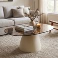 Brix Mylon Coffee Table - Abstract - Off White - Glass and Metal