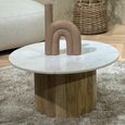 Brix Nova Coffee Table - Round - Fluted Base - White - Marble and Mango Wood