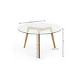 Bryant Coffee Table - 80cm - Round - Clear Glass with Oak Legs