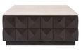Claremont Dark Wood Square Geometric Coffee Table with Travertine Top