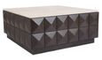 Claremont Dark Wood Square Geometric Coffee Table with Travertine Top