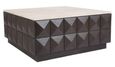 Claremont Dark Wood Square Geometric Coffee Table with Travertine Top