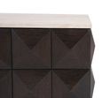 Claremont Dark Wood Square Geometric Coffee Table with Travertine Top