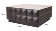 Claremont Dark Wood Square Geometric Coffee Table with Travertine Top