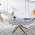 Clearance - Chopstick Coffee Table - Round - Grey Glass - Gold Metal Legs